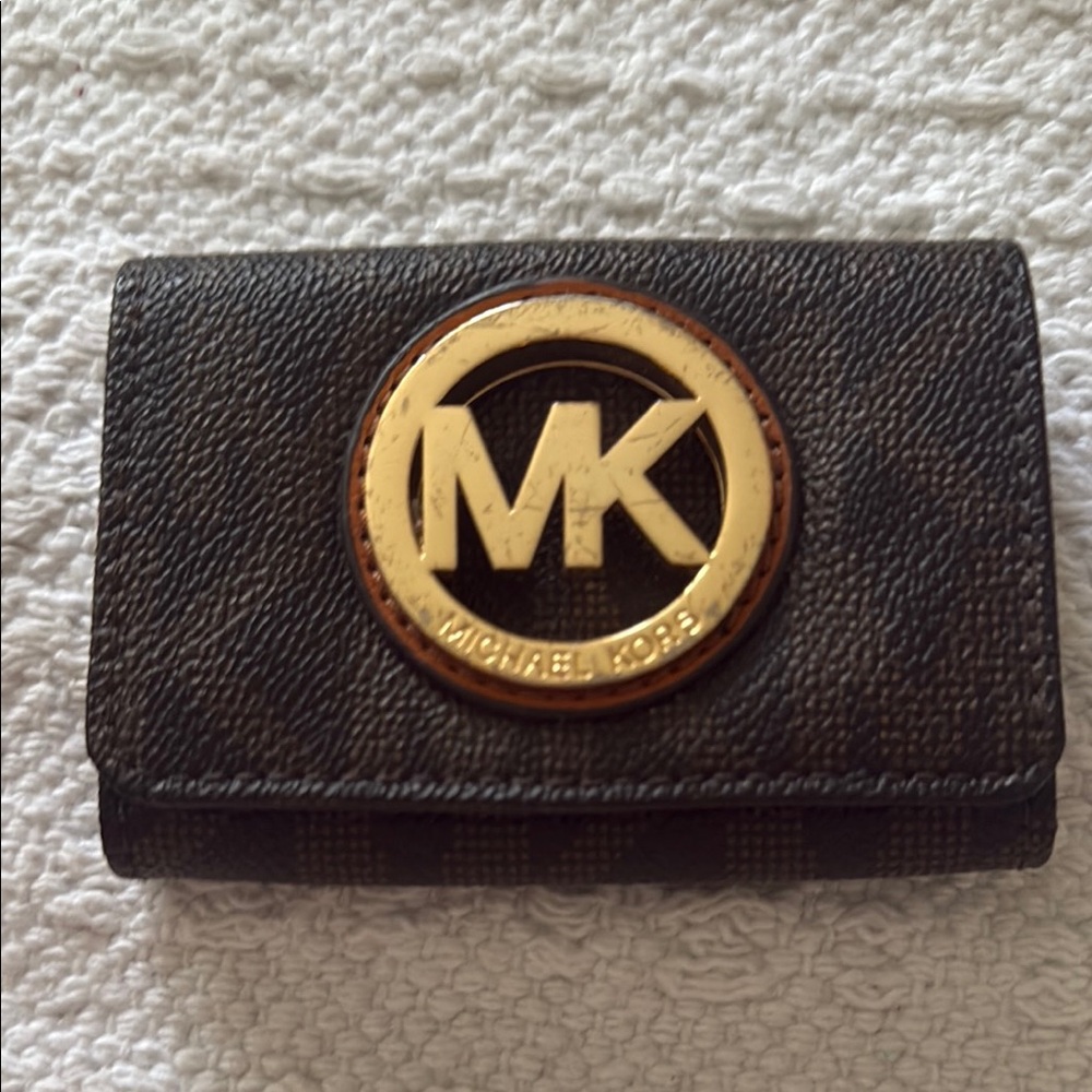 Michael Kors Dark Brown Wallet with Gold Emblem
